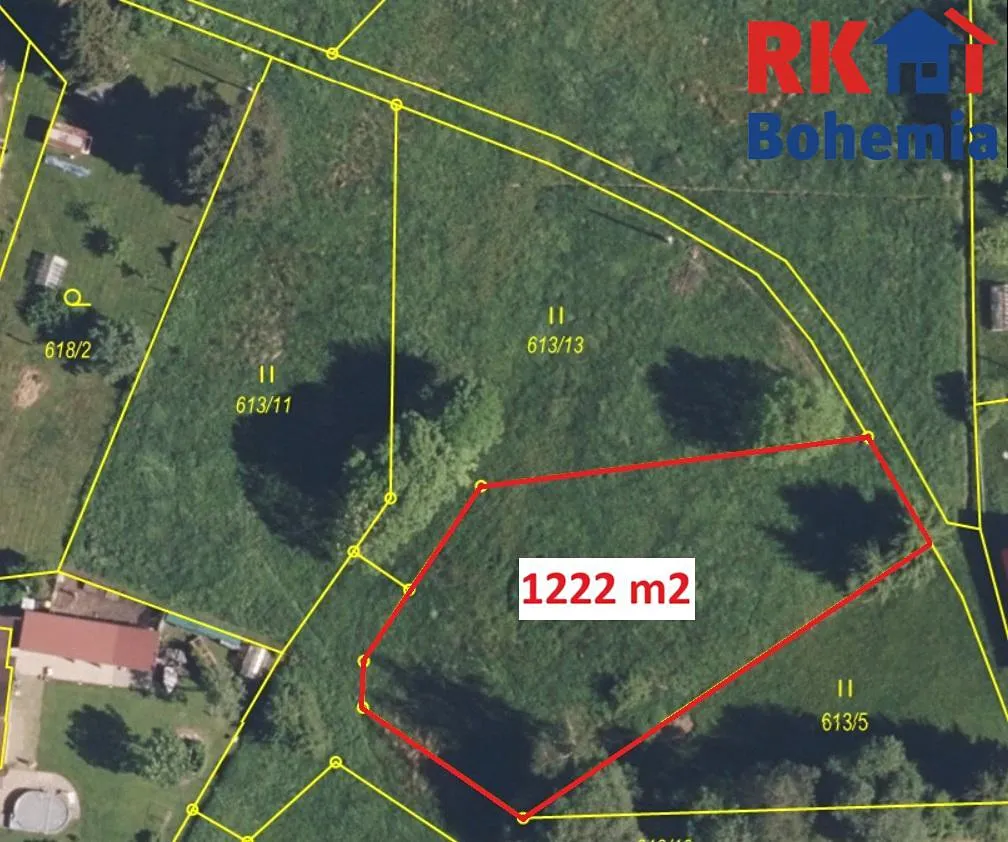 Prodej stavebního pozemku 1222 m²